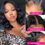 YUZHU Bob Wigs Body Wave Lace Front Wig Short Human Hair Wigs for Black Women 4x4 HD Lace Closure Wigs 10inch Wet and Wavy Glueless Lace Front Wigs Human Hair Pre Plucked with Baby Hair 180% Density