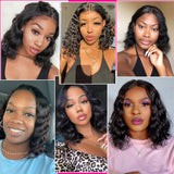 YUZHU Bob Wigs Body Wave Lace Front Wig Short Human Hair Wigs for Black Women 4x4 HD Lace Closure Wigs 10inch Wet and Wavy Glueless Lace Front Wigs Human Hair Pre Plucked with Baby Hair 180% Density