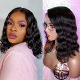 YUZHU Bob Wigs Body Wave Lace Front Wig Short Human Hair Wigs for Black Women 4x4 HD Lace Closure Wigs 10inch Wet and Wavy Glueless Lace Front Wigs Human Hair Pre Plucked with Baby Hair 180% Density