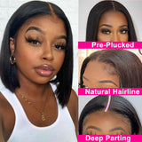 Straight Short Bob Wigs Human Hair 4x4 Lace Closure Wig Brazilian Straight Bob Natural Black 10 Inch