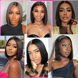 Straight Short Bob Wigs Human Hair 4x4 Lace Closure Wig Brazilian Straight Bob Natural Black 10 Inch