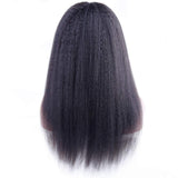 Kinky Straight Human Hair Wig 4x4 Lace Front Wigs for Black Women Natural Black Color