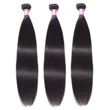 Straight Hair 3 Bundles with 4x4 Closure Brazilian Human Hair Bundles Natural Color