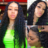 Water Wave 13x4 Lace Frontal Wigs Brazilian Virgin Human Hair Natural Color 180% Density