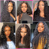 Water Wave 13x4 Lace Frontal Wigs Brazilian Virgin Human Hair Natural Color 180% Density