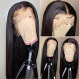 Straight 13x4 Lace Frontal Wigs Human Hair Brazilian Straight Wig Natural Color 180% Density