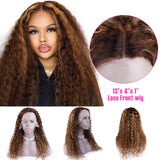 YUZHU Highlight Water Wave 4x4 Lace Front Wigs Brazilian Virgin Human Hair Wigs 4/27 180% Density