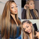 YUZHU Straight 13x4 P4/27 Lace Front Wigs Human Hair Brazilian Virgin Wigs