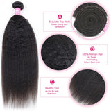 Kinky Straight Bundles With Closure Brazilian Human Hair Natural Black