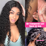 Water Wave 4x4 Lace Front Wigs Brazilian Virgin Human Hair Wigs Natural Color 180% Density