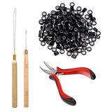 Hair Extension Tool Kit Hair Extension Remove Pliers Pulling Hook 500 PCS Micro Silicone Rings Bead Device Tool Kits for Professional Hair Styling Tools Accessory