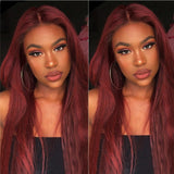 YUZHU Straight 4x4 Lace Closure Wigs 99J Color Brazilian Virgin Human Hair Wigs 200% Density