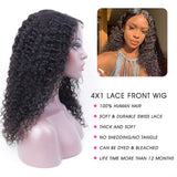 Water Wave 4x4 Lace Front Wigs Brazilian Virgin Human Hair Wigs Natural Color 180% Density