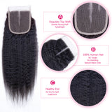 Kinky Straight Bundles With Closure Brazilian Human Hair Natural Black