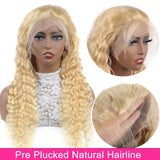 YUZHU 613 Blonde Deep Wave 13x4 Lace Front Wig Human Hair Brazilian Lace Frontal Wigs