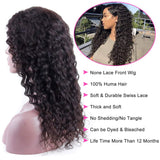 YUZHU Deep Wave Lace Front Wigs for Black Women Huamn Hair T Shape Middle Part Water Wave Lace Front Wig Pre Plucked with Baby Hair Brazilian 4x1 Lace Closure Deep Curly Wig 150% Density