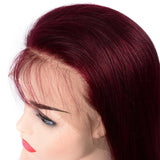 YUZHU Straight 4x4 Lace Closure Wigs 99J Color Brazilian Virgin Human Hair Wigs 200% Density