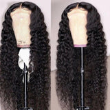 Water Wave 4x4 Lace Front Wigs Brazilian Virgin Human Hair Wigs Natural Color 180% Density