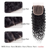 Water Wave 3 Bundles with 4x4 Closure Brazilian Virgin Human Hair Bundles Natural Color