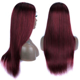 YUZHU Straight 4x4 Lace Closure Wigs 99J Color Brazilian Virgin Human Hair Wigs 200% Density