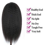 Kinky Straight Human Hair Wig 4x4 Lace Front Wigs for Black Women Natural Black Color