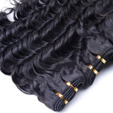 Peruvian Human Hair Bundles with Closure Deep Wave 3 Bundles with Lace Closure (10 10 10 and 8) 50gram Per Bundle 10A Grade Unprocessed Virgin Peruvian Deep Curly Hair Bundles with Closure