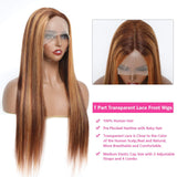 YUZHU Highlight 4/27 Straight 13x1 T Part Lace Front Wigs Human hair 250 density