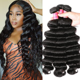 Loose Deep Wave 3 Bundles Brazilian Virgin Human Hair Bundles Natural Color