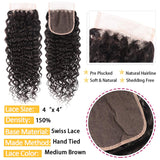 Water Wave 3 Bundles with 4x4 Closure Brazilian Virgin Human Hair Bundles Natural Color