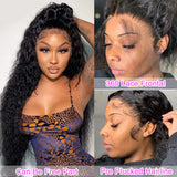 Water Wave 360 Lace Front Wigs Human Hair Wigs Curly 16-30inch 180% Density Nature Black