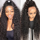 Water Wave 360 Lace Front Wigs Human Hair Wigs Curly 16-30inch 180% Density Nature Black