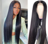 YUZHU Straight 4x4 Lace Front Wigs Brazilian Virgin Human Hair Wigs 22 Inch