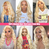 YUZHU 613 Blonde Lace Front Wigs Human Hair Body Wave 13x4 HD