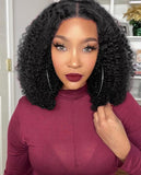 Short Curly Bob Wigs Human Hair 13x1 Lace Front Wigs Curly Wigs Natural Color 180% Density