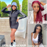 YUZHU Straight 4x4 Lace Front Wigs Brazilian Virgin Human Hair Wigs 22 Inch