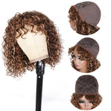 YUZHU Ombre Short Kinky Curly Bob Human Hair Wigs for Black Women