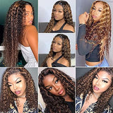 YUZHU Highlight Water Wave 4x4 Lace Front Wigs Brazilian Virgin Human Hair Wigs 4/27 180% Density