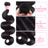 YUZHU Body Wave 3 Bundles with 4x4 Closure Brazilian Virgin Human Hair Bundles Natural Color