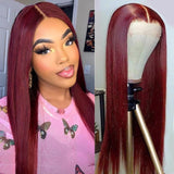 YUZHU Straight 4x4 Lace Closure Wigs 99J Color Brazilian Virgin Human Hair Wigs 200% Density