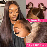 YUZHU Dark Brown Straight 5x5 Lace Front Human Hair Wigs for Black Women