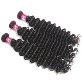 YUZHU Brazilian Deep Wave Human Hair 3 Bundle Natural Black