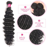 YUZHU Brazilian Deep Wave Human Hair 3 Bundle Natural Black