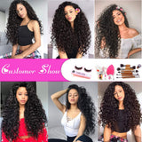 YUZHU Deep Wave Human Hair Bundles with Closure Natural Color