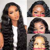 T Part Loose Deep Lace Front Wigs Human Hair Natural Color 180% Density