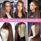 YUZHU Dark Brown Straight 5x5 Lace Front Human Hair Wigs for Black Women