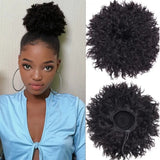 YUZHU Afro Puff Kinky Human Hair Drawstring Ponytail Extension