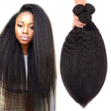 YUZHU Brazilian Kinky Straight Human Hair 3 Bundles Natural Color