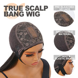 YUZHU Short Straight Straight True Scalp Bang Wig